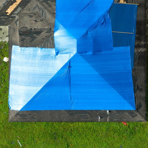 tarped roof